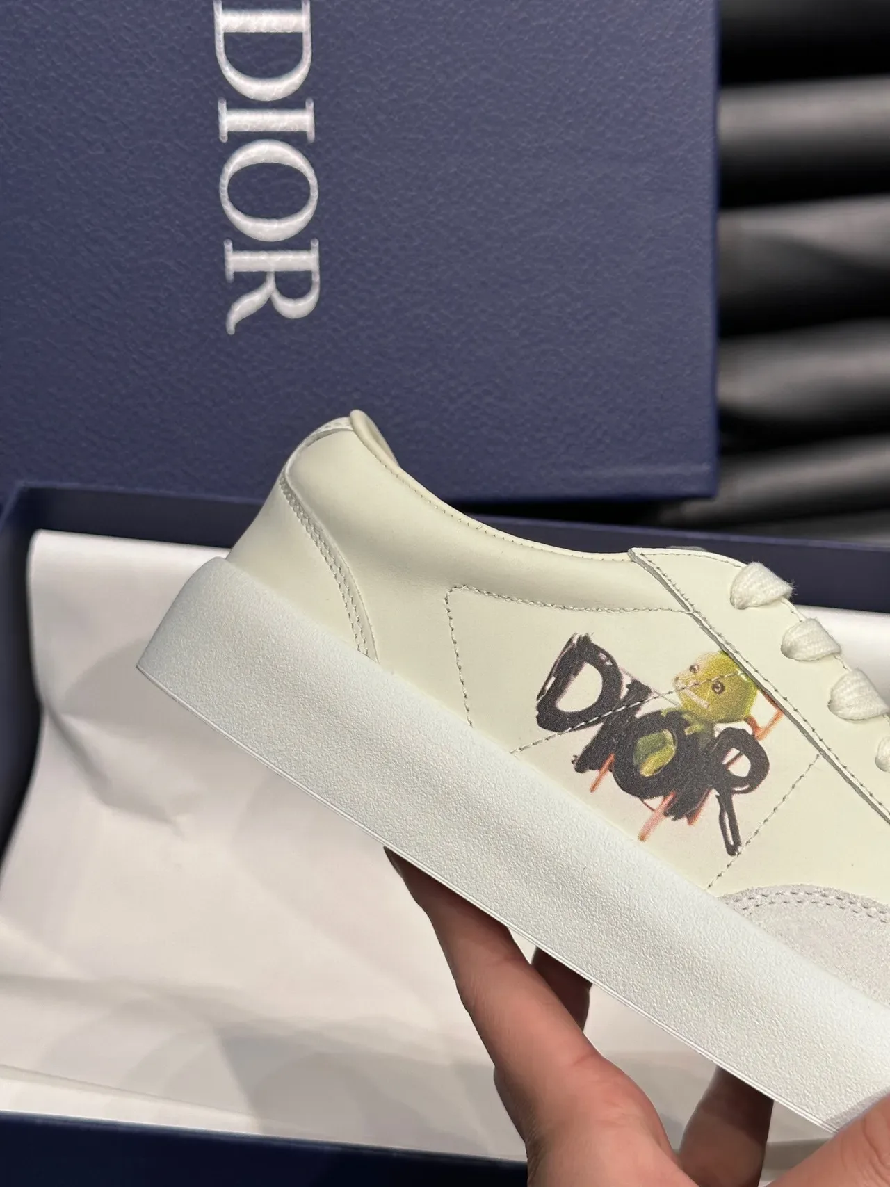 Dior White Beige Low-Top Two-Tone Lifestyle Sneakers 6
