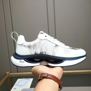 Dior Sneakers Lifestyle Blanc Navy Monogrammed Panneau en Maille Sculpté Semelle Double Couche