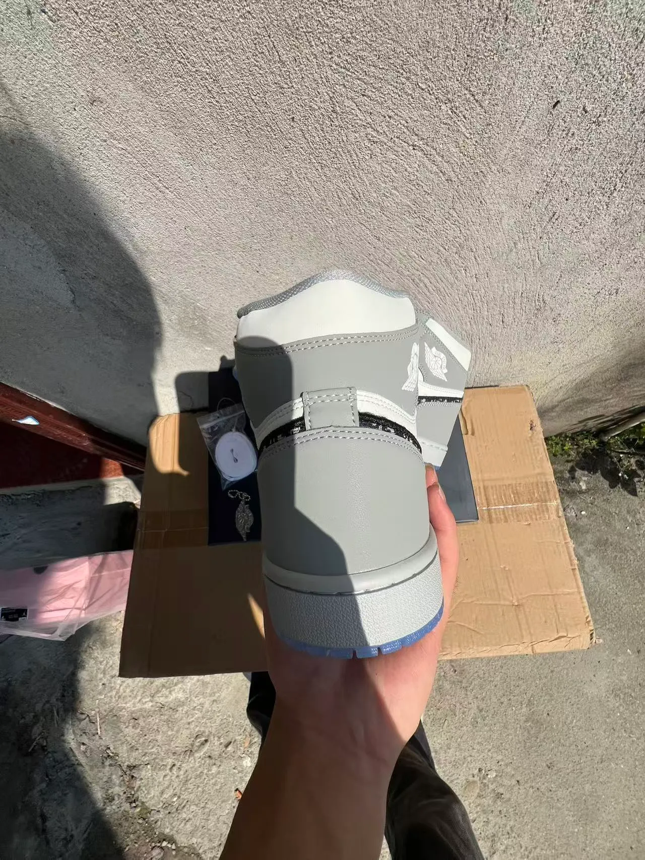 Dior x Air Jordan 1 Gray White Monogram Basketball Shoes 8