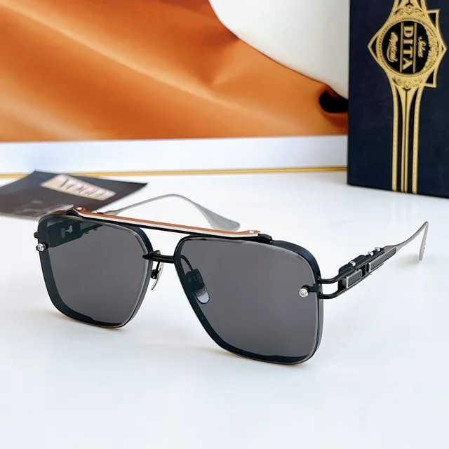 DITA Multicolor Gold Aviator-Inspired Square Frame Double Bridge Sunglasses 7