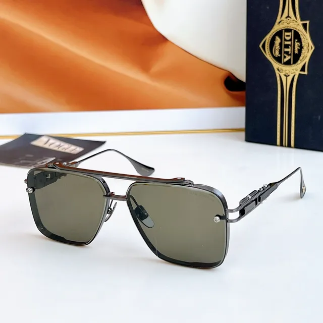 DITA Multicolor Gold Aviator-Inspired Square Frame Double Bridge Sunglasses 9