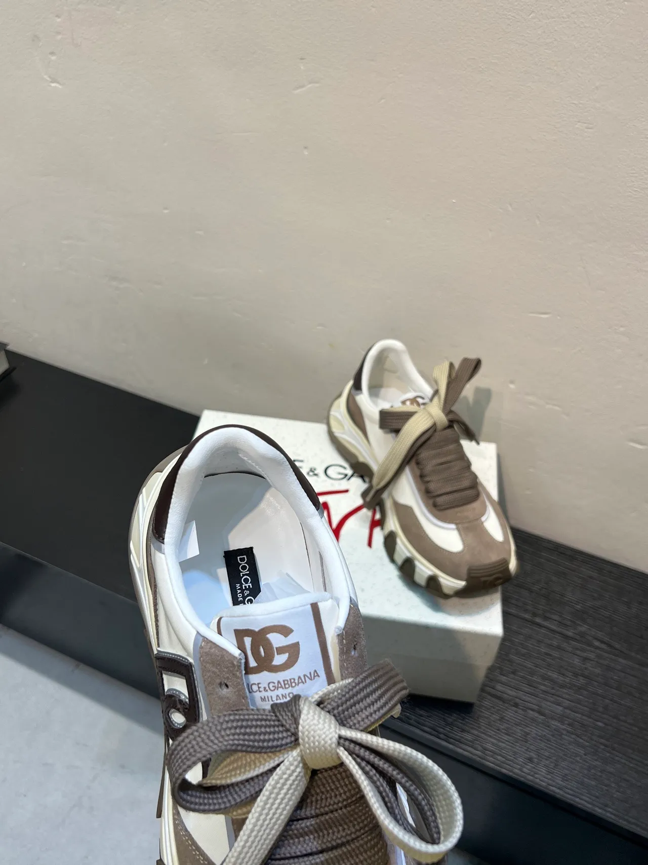 Dolce & Gabbana Semelle Beige Marron Matériau Mixte Partie Supérieure Baskets Chunky 7