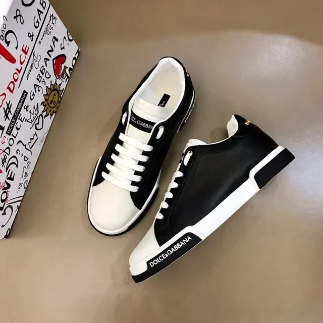 Dolce & Gabbana Tênis Lifestyle de Couro Preto e Branco 7