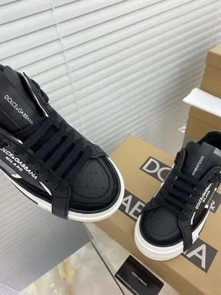 Dolce & Gabbana Noir Blanc Cuir Et Synthétique Supérieur Étiquette Talon Métallique Sneakers Lifestyle 2