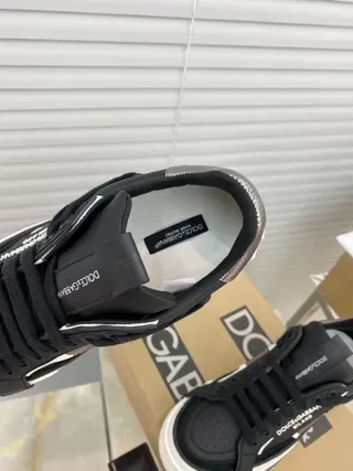 Dolce & Gabbana Noir Blanc Cuir Et Synthétique Supérieur Étiquette Talon Métallique Sneakers Lifestyle 3