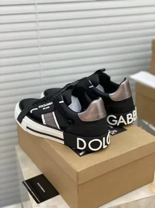 Dolce & Gabbana Noir Blanc Cuir Et Synthétique Supérieur Étiquette Talon Métallique Sneakers Lifestyle 7