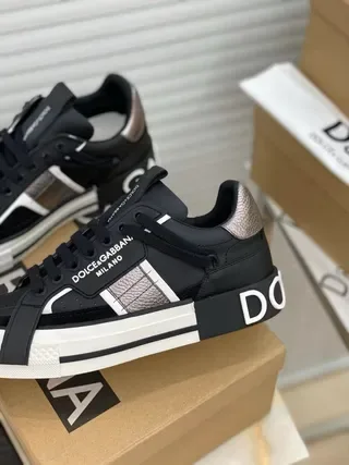 Dolce & Gabbana Noir Blanc Cuir Et Synthétique Supérieur Étiquette Talon Métallique Sneakers Lifestyle 8