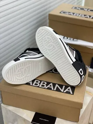 Dolce & Gabbana Noir Blanc Cuir Et Synthétique Supérieur Étiquette Talon Métallique Sneakers Lifestyle 9