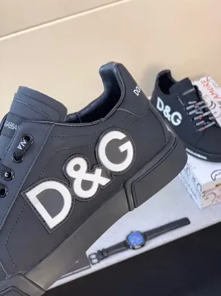 Dolce & Gabbana Portofino Sneakers Lifestyle Noir Blanc Low-Top Logo Lourd 3