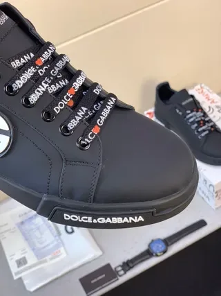 Dolce & Gabbana Portofino Sneakers Lifestyle Noir Blanc Low-Top Logo Lourd 5