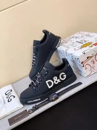 Dolce & Gabbana Portofino Sneakers Lifestyle Noir Blanc Low-Top Logo Lourd 9