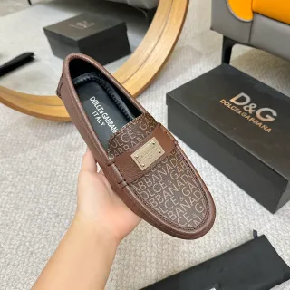 Dolce & Gabbana Portofino Monogram Brown Leather Loafer