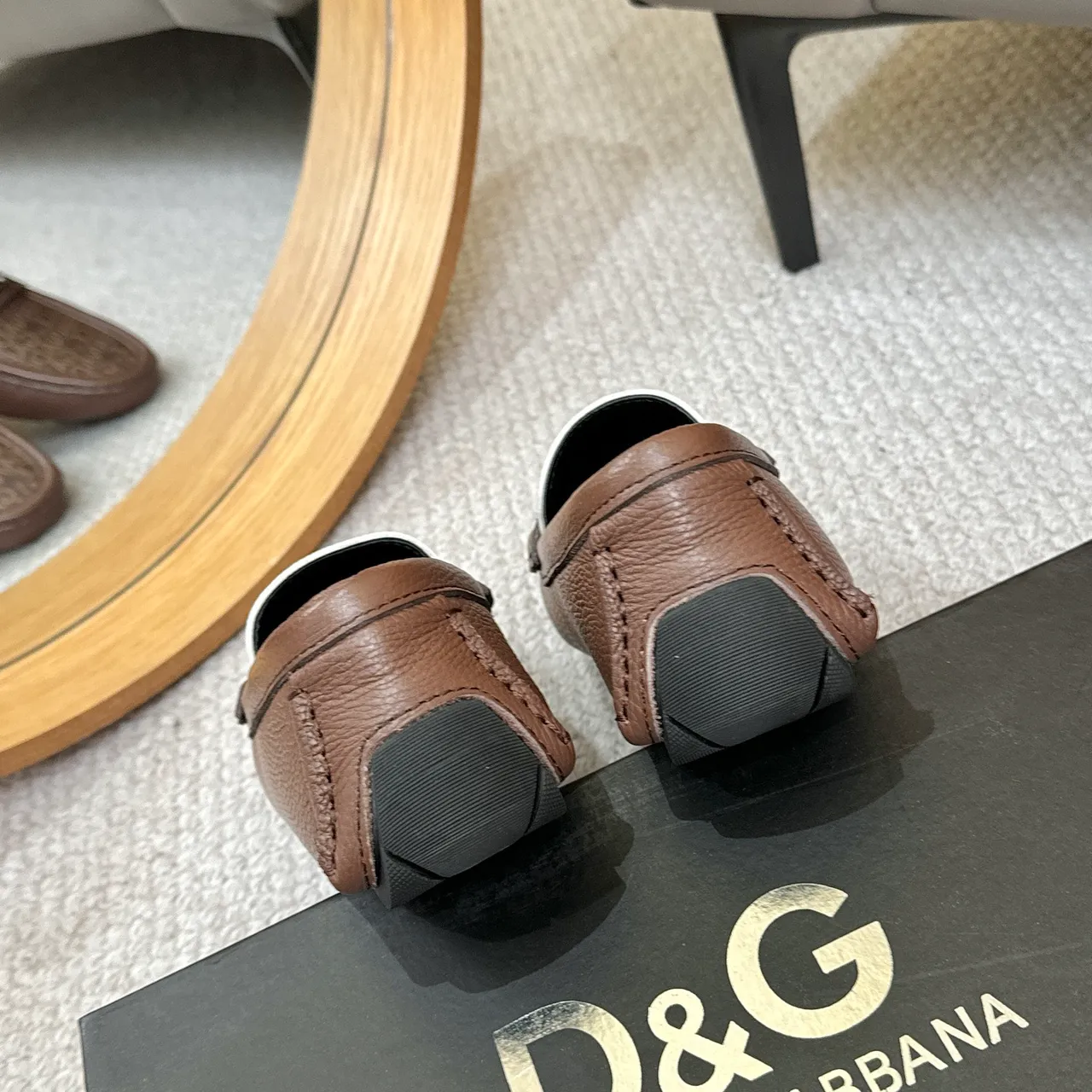 Dolce & Gabbana Portofino Monogram Mocassim Marrom de Couro 9