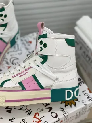 Dolce & Gabbana Portofino blanc vert rose sangle baskets lifestyle 4