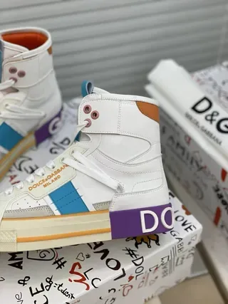 Dolce & Gabbana Portofino baskets lifestyle blancs multicolores high-top color-blockés 3