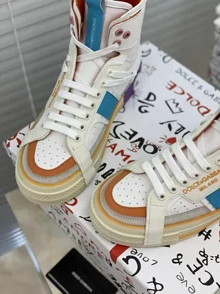 Dolce & Gabbana Portofino baskets lifestyle blancs multicolores high-top color-blockés 6