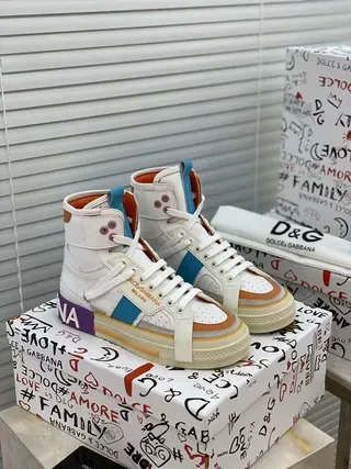 Dolce & Gabbana Portofino baskets lifestyle blancs multicolores high-top color-blockés 8