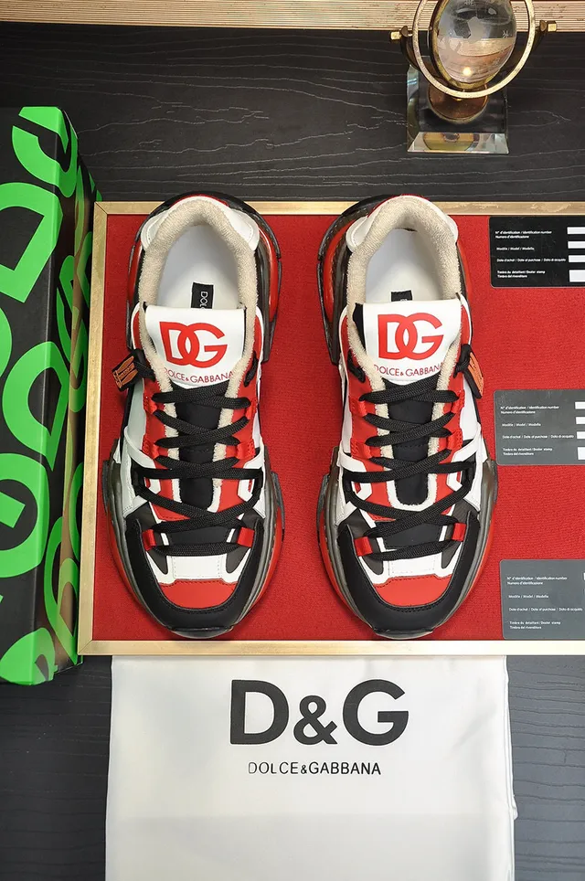 Dolce & Gabbana Blancas Rojas Suela En Capas Bloqueadas Por Color Upper Chunky Sneakers 5