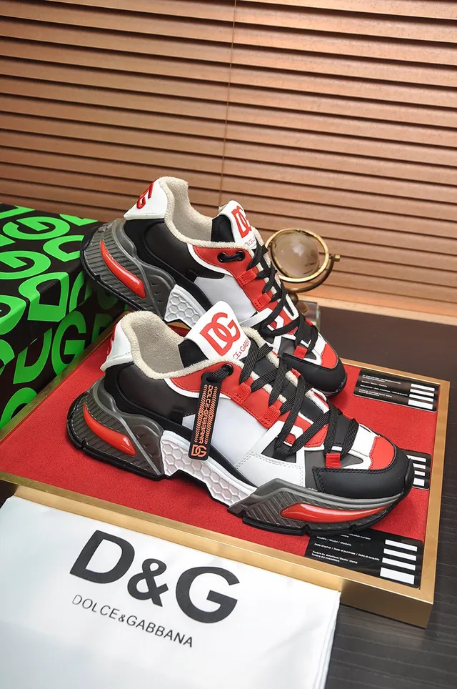 Dolce & Gabbana Blancas Rojas Suela En Capas Bloqueadas Por Color Upper Chunky Sneakers 6