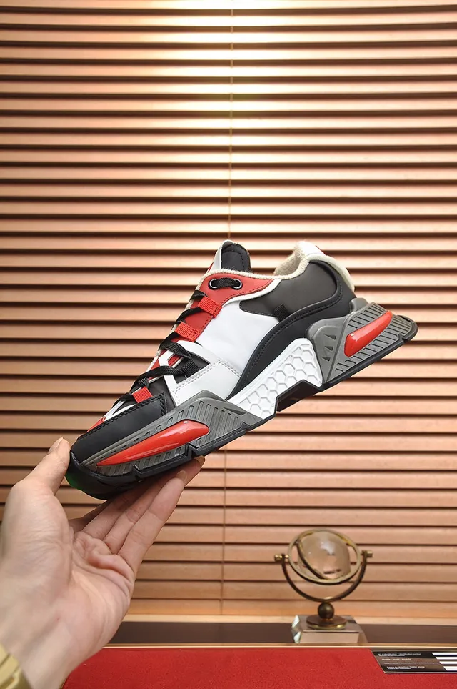 Dolce & Gabbana Blancas Rojas Suela En Capas Bloqueadas Por Color Upper Chunky Sneakers 7
