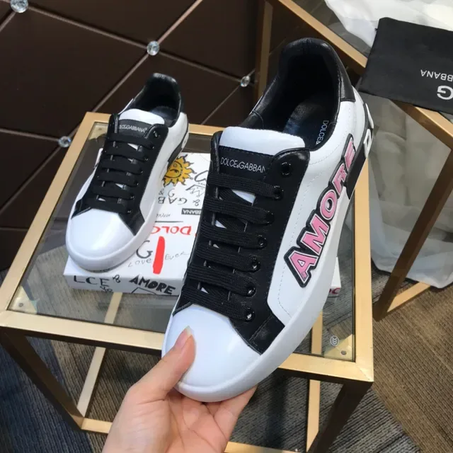 Dolce & Gabbana Amore Print branco e preto Lifestyle Sneakers 3