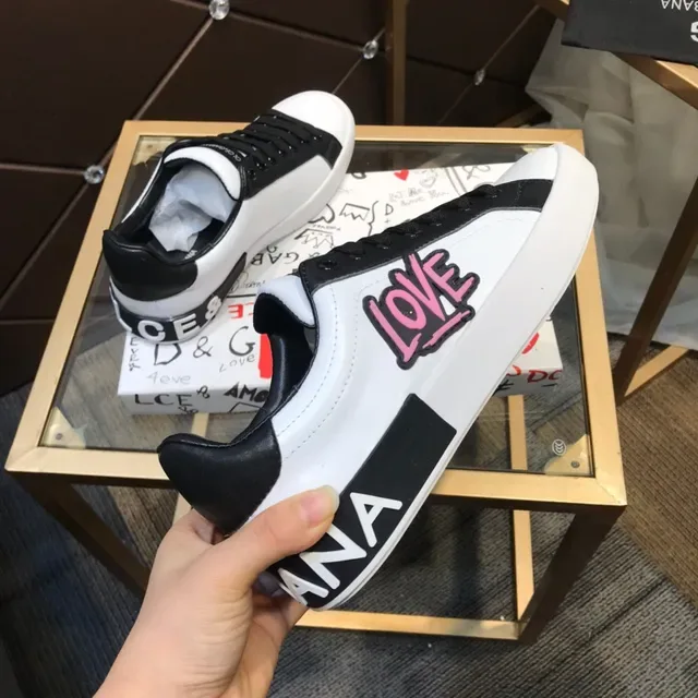 Dolce & Gabbana Amore Print branco e preto Lifestyle Sneakers 5