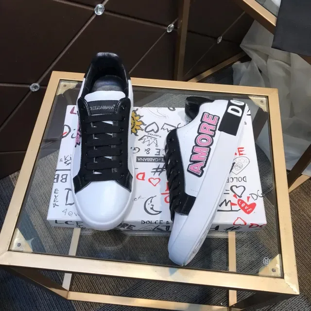 Dolce & Gabbana Amore Print branco e preto Lifestyle Sneakers 8