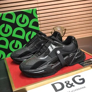Dolce & Gabbana 黑色鞋底 光泽专利皮叠层厚底运动鞋
