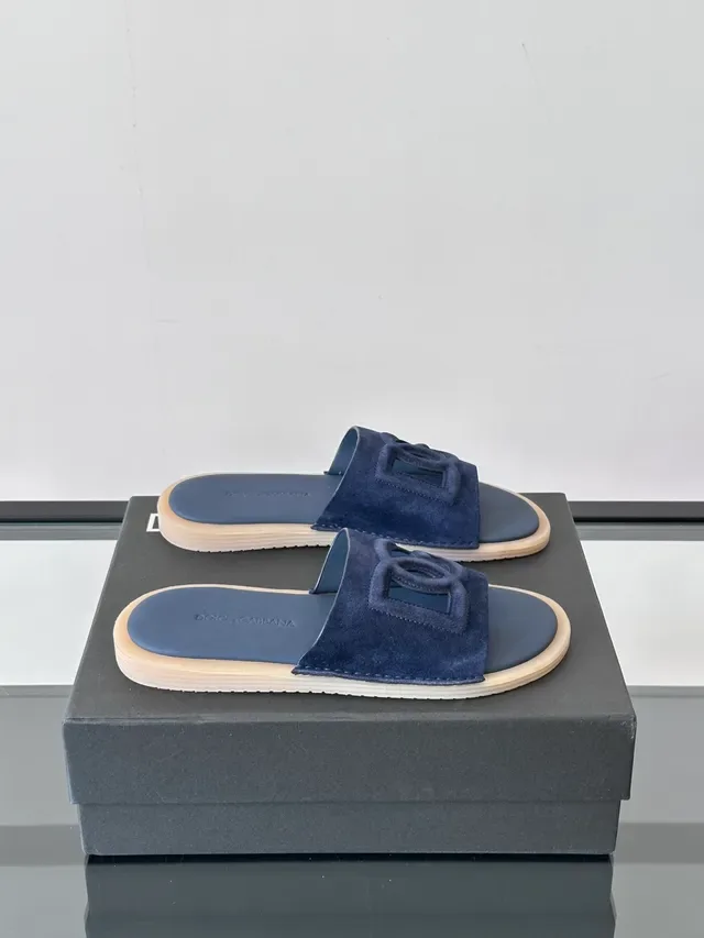 Dolce & Gabbana Logo-Strap Suede Slippers 10