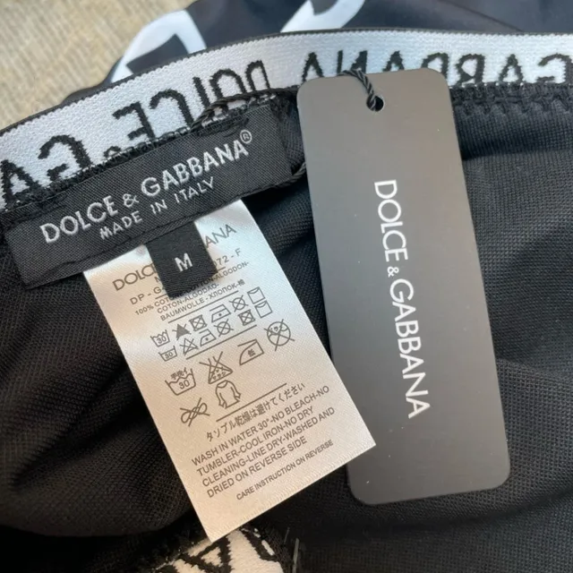 Dolce & Gabbana Monogram-Print Swimsuit Black White V-Neck Swimwear 2