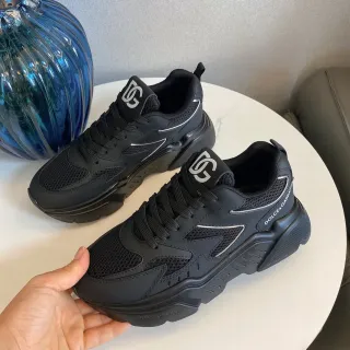 Dolce & Gabbana NS1 Black Silver Sole Mesh And Synthetic Upper Chunky Sneakers
