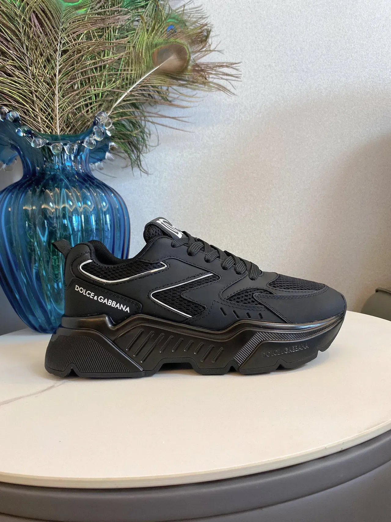Dolce & Gabbana NS1 Tênis chunky com sola preta prateada em malla e sintético 4