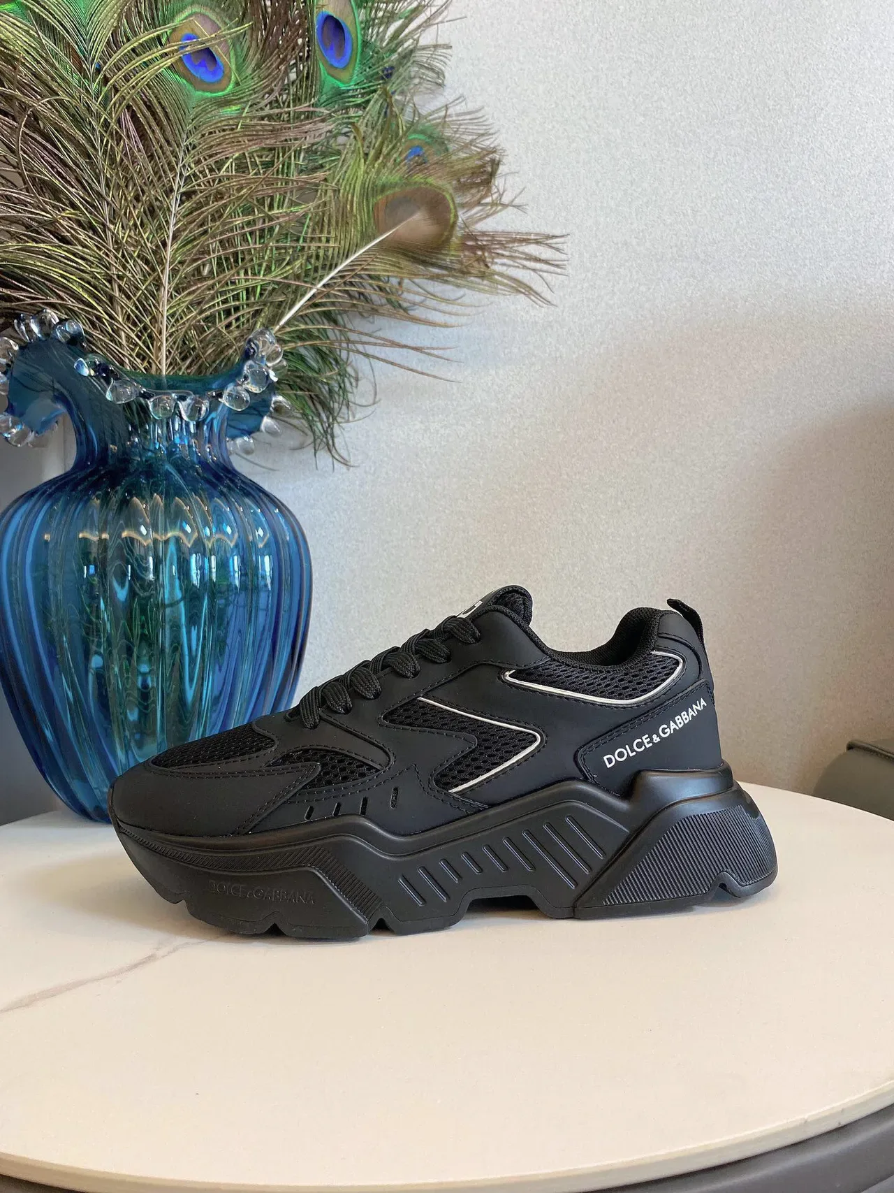 Dolce & Gabbana NS1 Tênis chunky com sola preta prateada em malla e sintético 5
