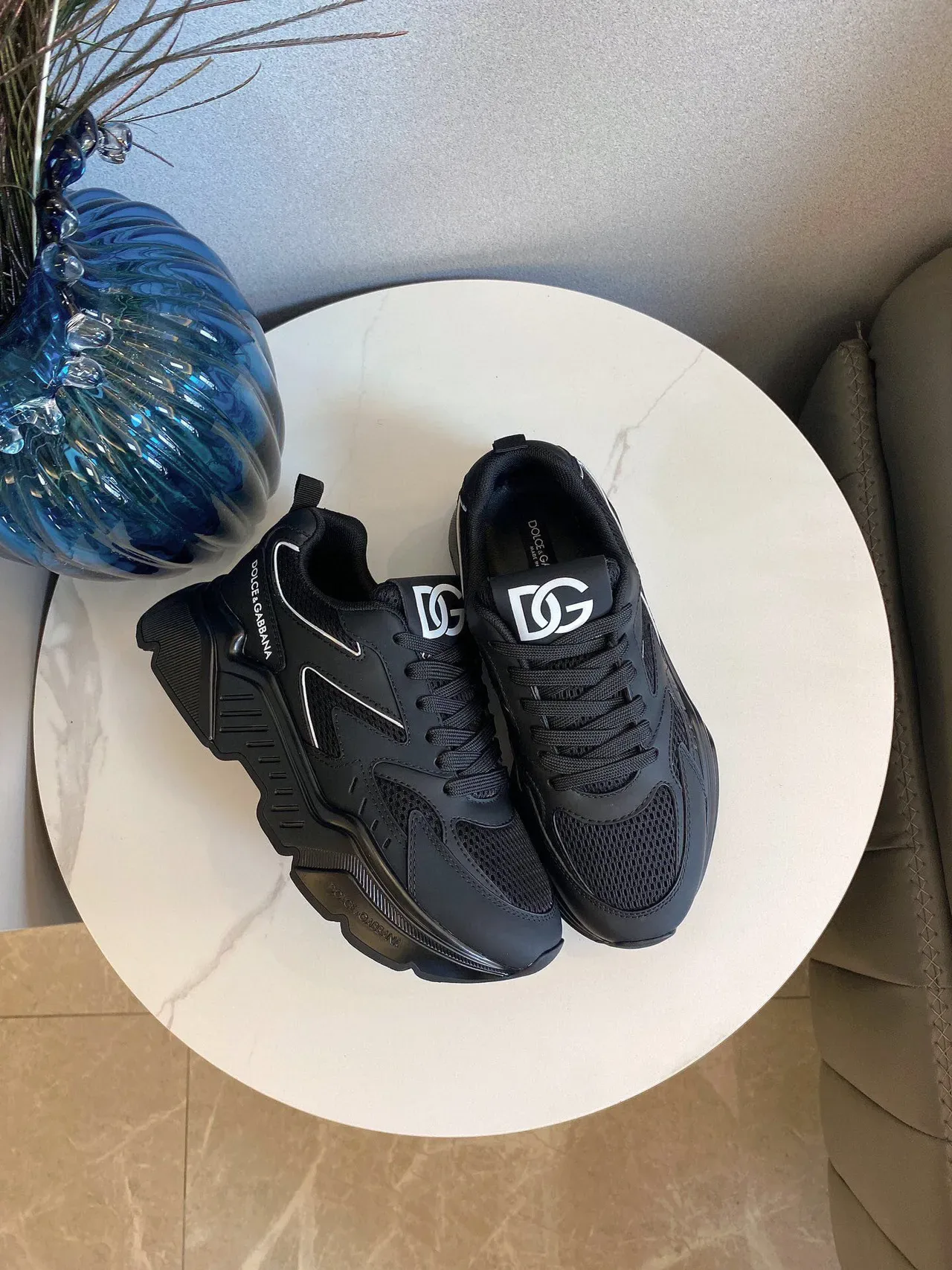 Dolce & Gabbana NS1 Tênis chunky com sola preta prateada em malla e sintético 6