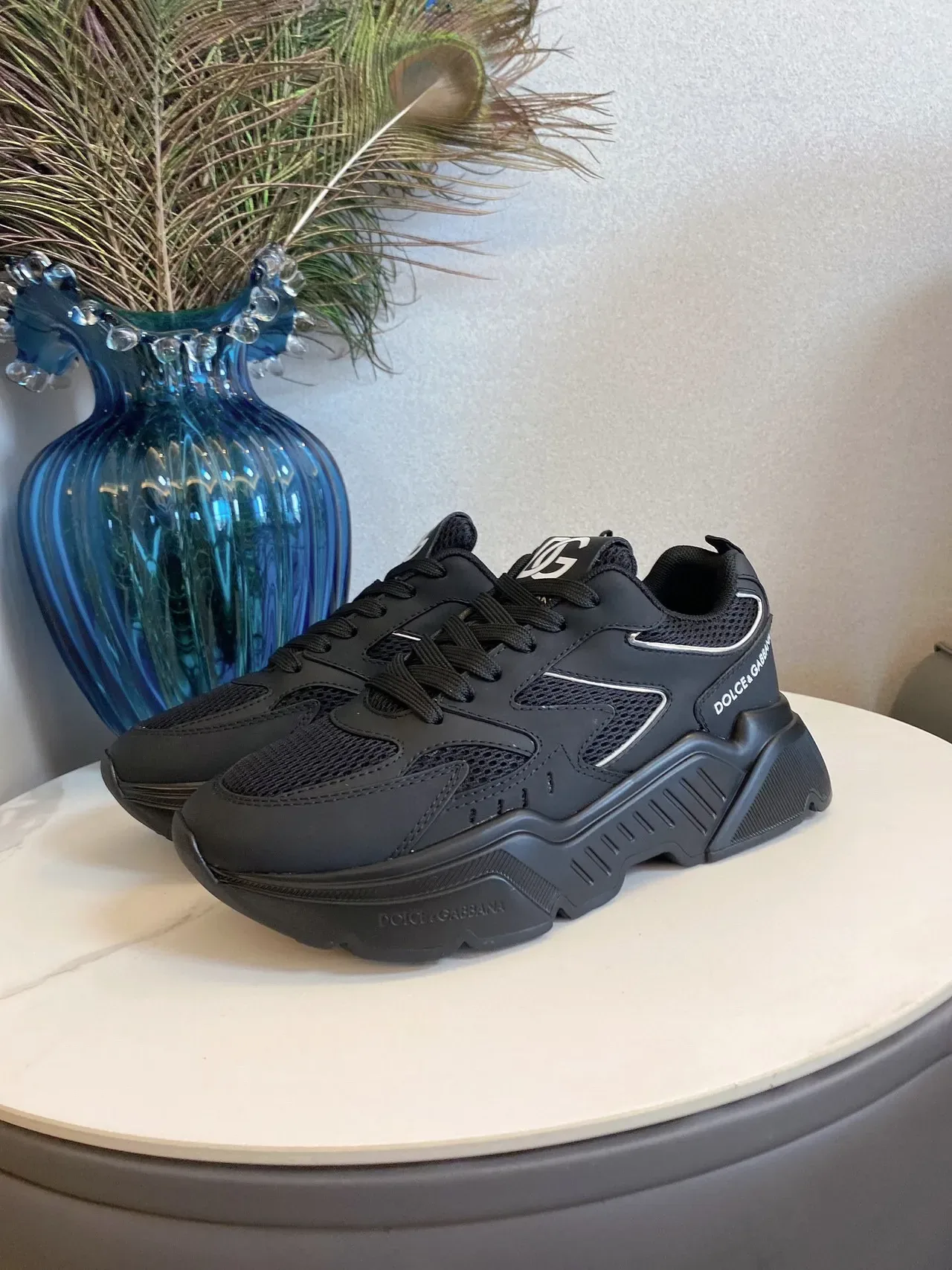 Dolce & Gabbana NS1 Tênis chunky com sola preta prateada em malla e sintético 9