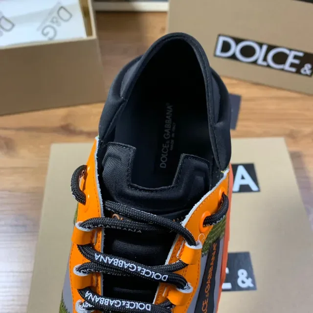 Dolce & Gabbana Olive Green and Orange Mesh Lifestyle Sneakers 4