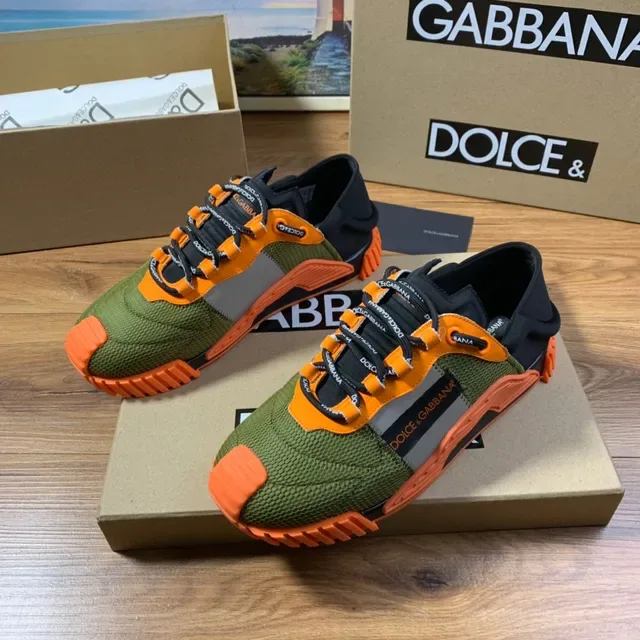 Dolce & Gabbana Olive Green and Orange Mesh Lifestyle Sneakers 9