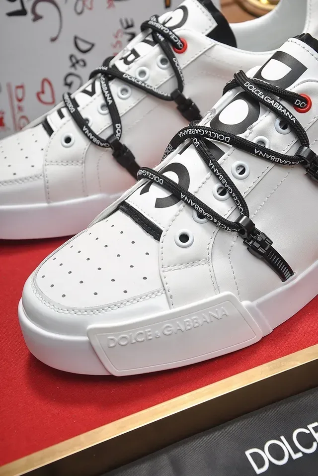 Dolce & Gabbana Portofino White Leather Dual-Strap Lifestyle Sneakers 3
