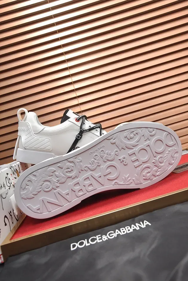 Dolce & Gabbana Portofino White Leather Dual-Strap Lifestyle Sneakers 4