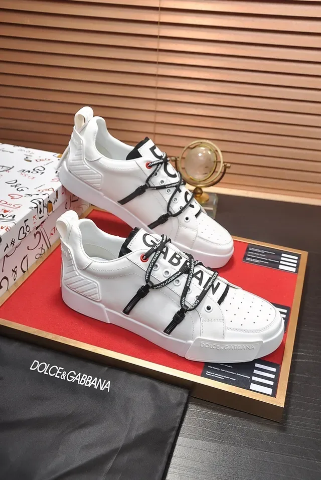 Dolce & Gabbana Portofino White Leather Dual-Strap Lifestyle Sneakers 5
