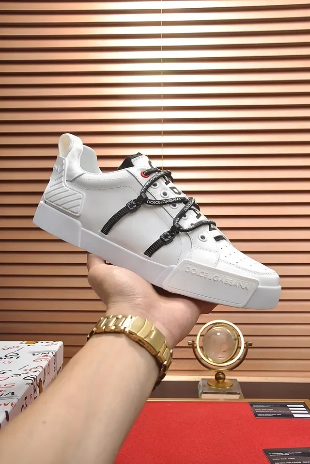 Dolce & Gabbana Portofino White Leather Dual-Strap Lifestyle Sneakers 6
