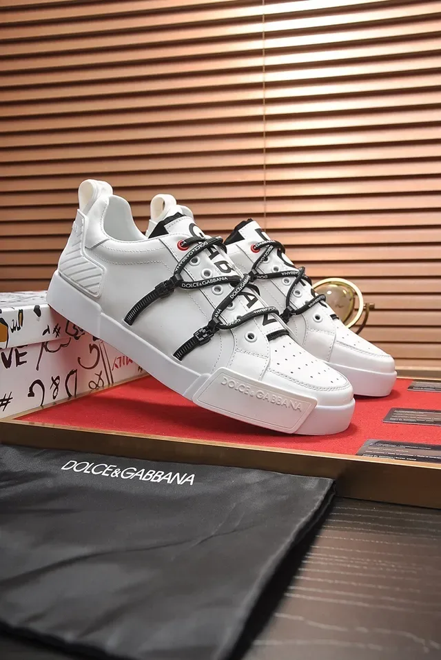Dolce & Gabbana Portofino White Leather Dual-Strap Lifestyle Sneakers 7