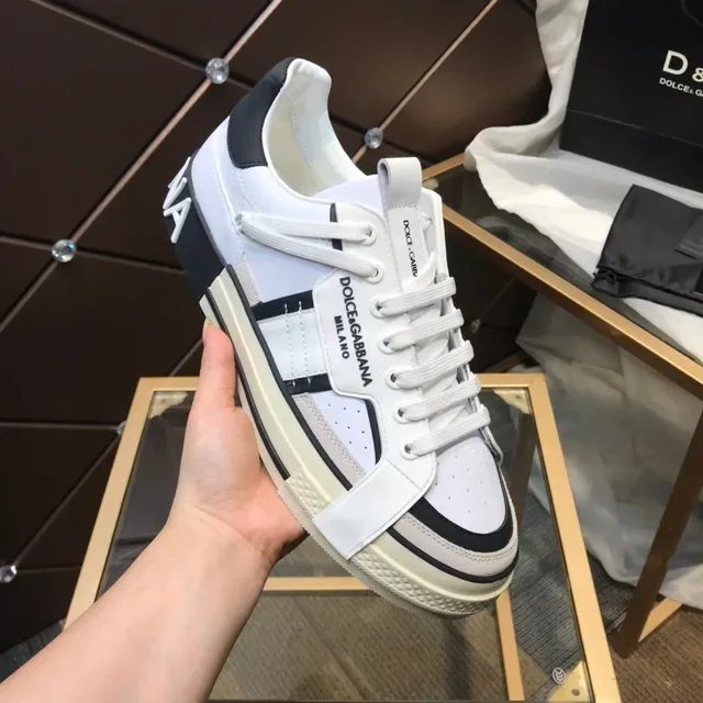 Dolce & Gabbana White and Black Strap Detail Lifestyle Sneakers 2