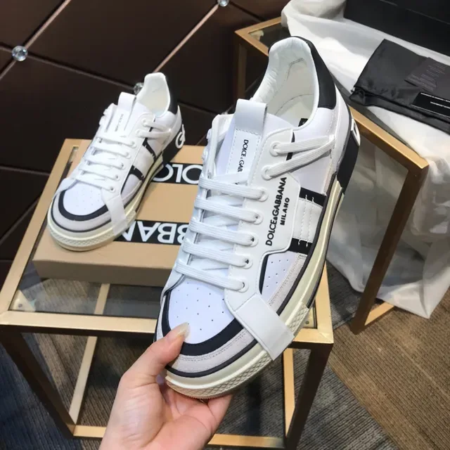 Dolce & Gabbana White and Black Strap Detail Lifestyle Sneakers 3
