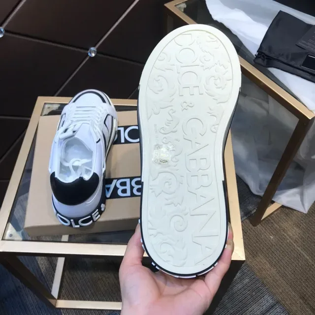 Dolce & Gabbana White and Black Strap Detail Lifestyle Sneakers 4