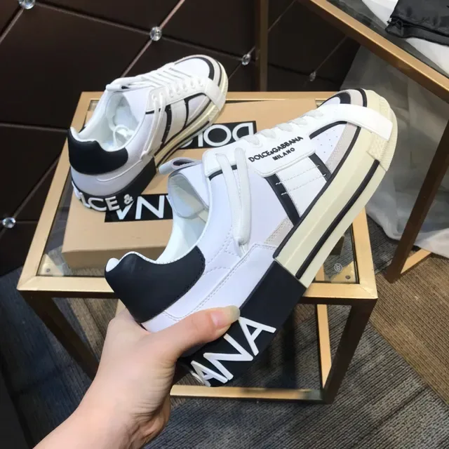 Dolce & Gabbana White and Black Strap Detail Lifestyle Sneakers 5