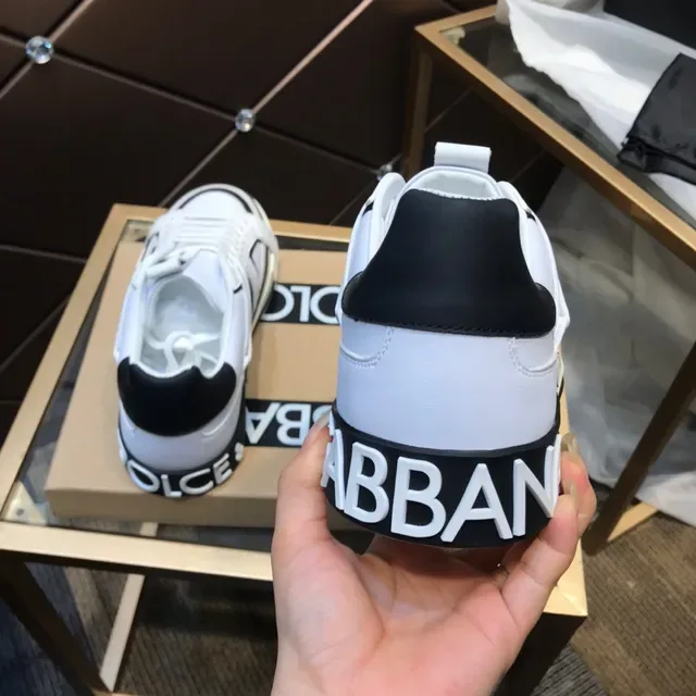 Dolce & Gabbana White and Black Strap Detail Lifestyle Sneakers 6