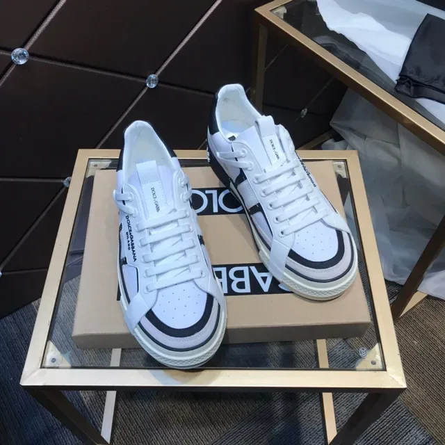 Dolce & Gabbana White and Black Strap Detail Lifestyle Sneakers 7