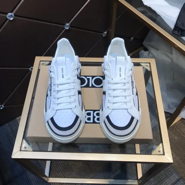 Dolce & Gabbana White and Black Strap Detail Lifestyle Sneakers 9
