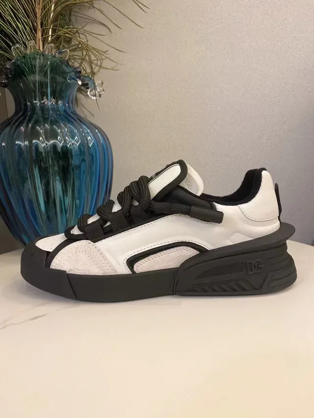 Dolce & Gabbana White Black Multi-Strap Closure Perforated Toe Cap Chunky Sneakers 5